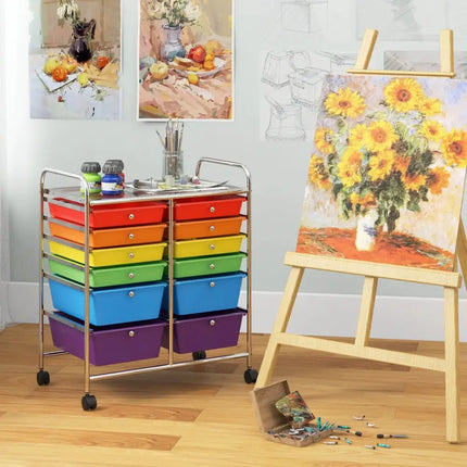 12 Drawers Rolling Cart Storage Scrapbook Paper Organizer Bins-Deep Multicolor Costway