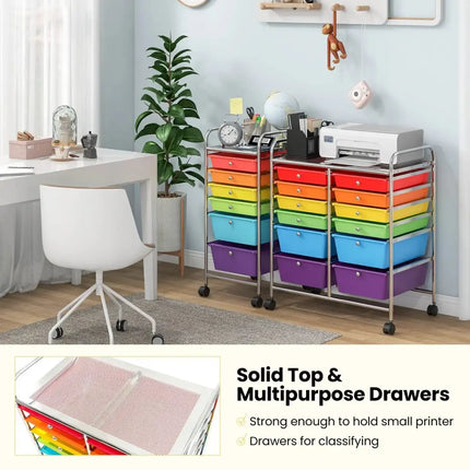 12 Drawers Rolling Cart Storage Scrapbook Paper Organizer Bins-Deep Multicolor Costway