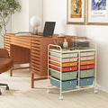 12 Drawers Rolling Cart Storage Scrapbook Paper Organizer Bins-Deep Multicolor - Deep Multicolor - File Cabinets