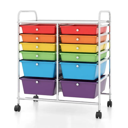 12 Drawers Rolling Cart Storage Scrapbook Paper Organizer Bins-Deep Multicolor Costway