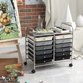 12 Drawers Rolling Storage Cart for Home and Office-Gradient Grey - Gradient Gray - File Cabinets