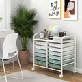 12 Drawers Rolling Storage Cart for Home and Office-Green Gradient - Green Gradient - File Cabinets