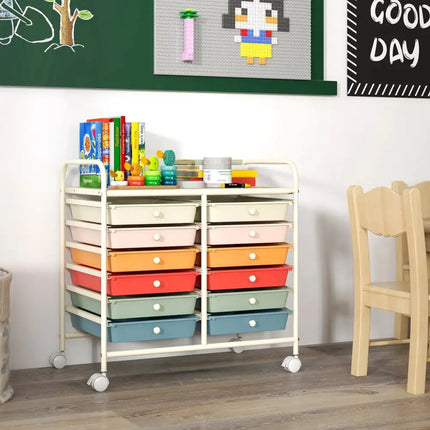 12 Drawers Rolling Storage Cart for Home and Office-Macaron Costway