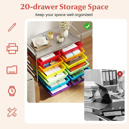 12 Drawers Rolling Storage Cart for Home and Office-Multicolor Costway