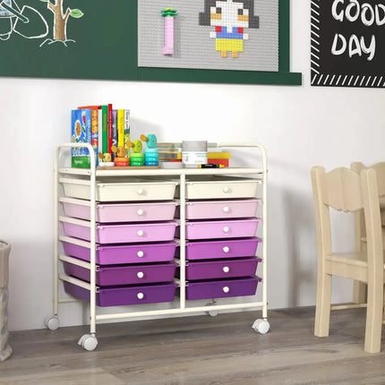 12 Drawers Rolling Storage Cart for Home and Office-Purple Costway