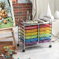 12 Drawers Rolling Storage Cart for Home and Office-Transparent Multicolor - Transparent Multicolor - File Cabinets