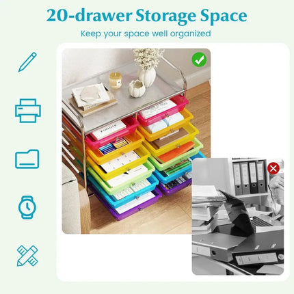 12 Drawers Rolling Storage Cart for Home and Office-Transparent Multicolor Costway