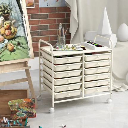 12 Drawers Rolling Storage Cart for Home and Office-White Costway