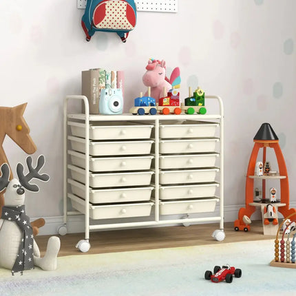 12 Drawers Rolling Storage Cart for Home and Office-White Costway
