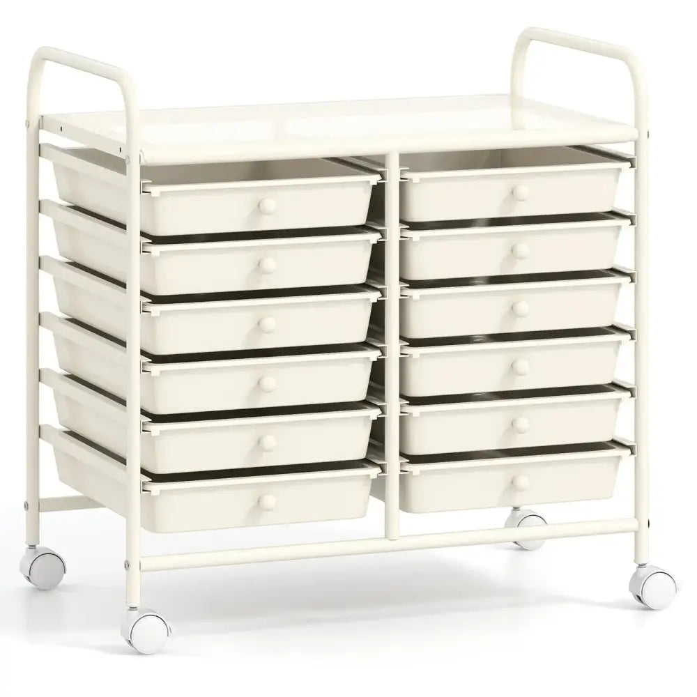 12 Drawers Rolling Storage Cart for Home and Office-White Costway
