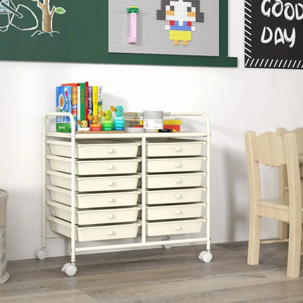 12 Drawers Rolling Storage Cart for Home and Office-White Costway