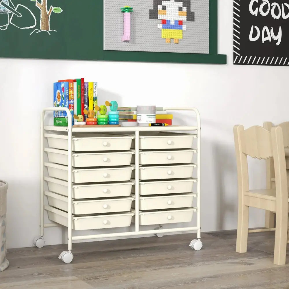 12 Drawers Rolling Storage Cart for Home and Office-White Costway