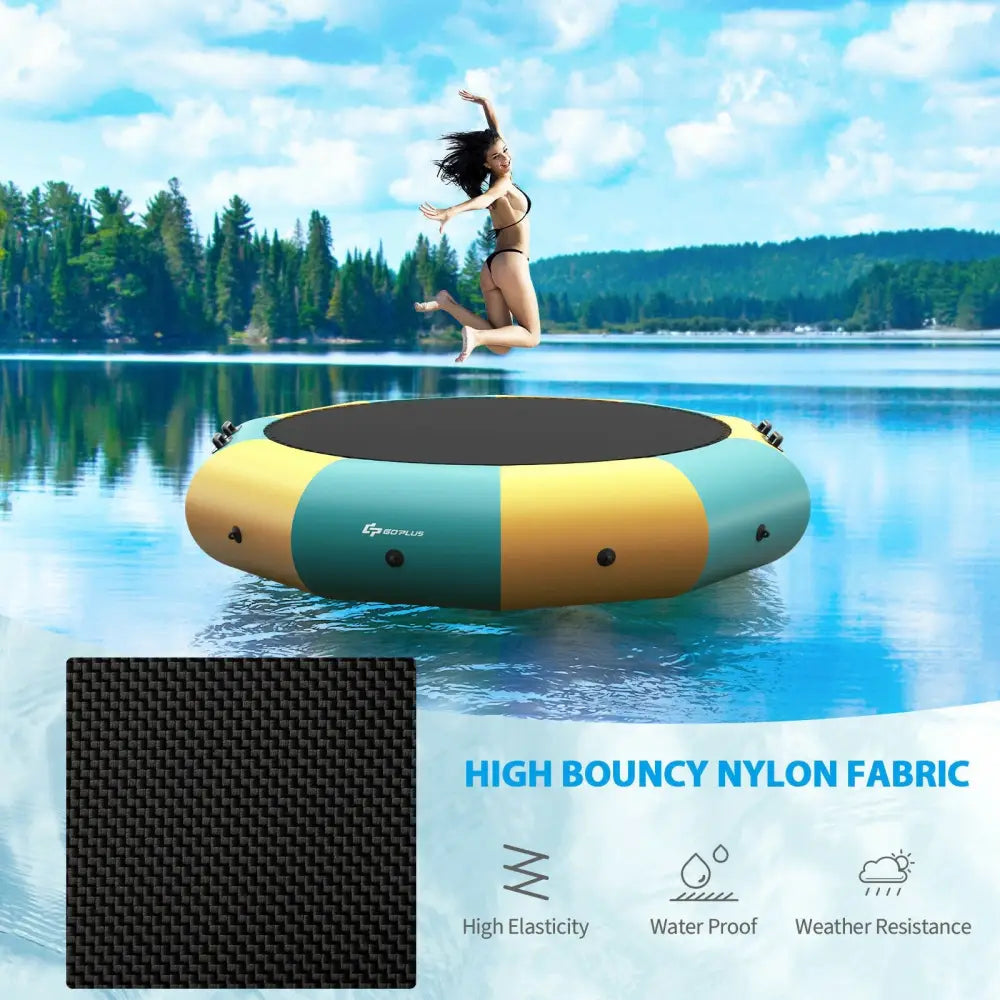 12 Feet Inflatable Splash Padded Water Bouncer Trampoline-Yellow - Yellow - Trampolines