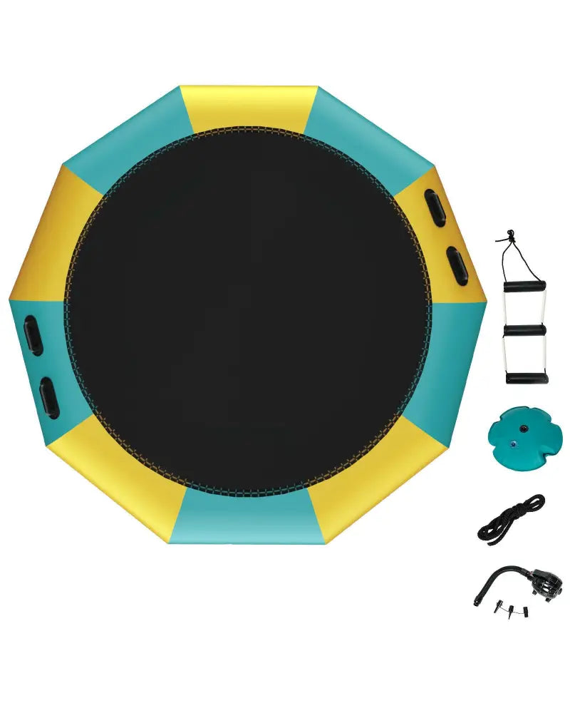 12 Feet Inflatable Splash Padded Water Bouncer Trampoline-Yellow - Yellow - Trampolines