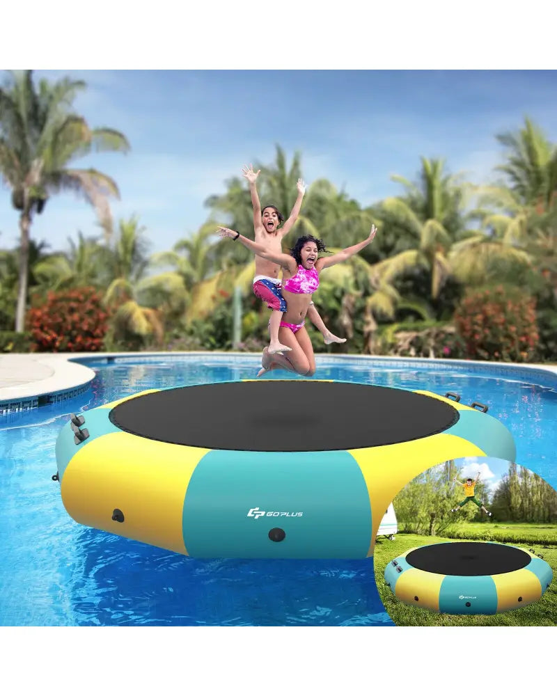 12 Feet Inflatable Splash Padded Water Bouncer Trampoline-Yellow - Yellow - Trampolines