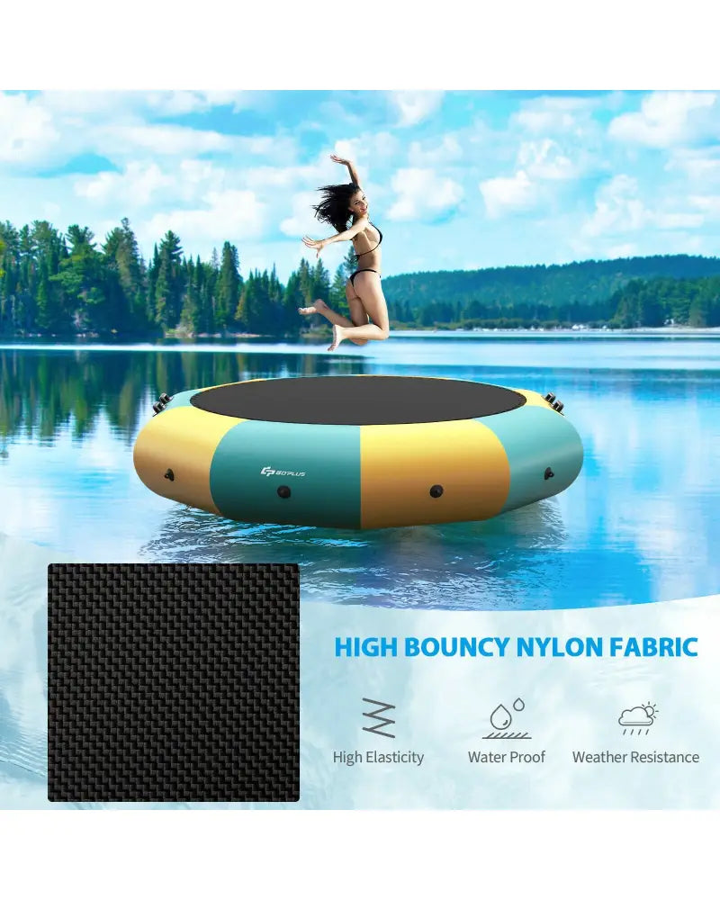 12 Feet Inflatable Splash Padded Water Bouncer Trampoline-Yellow - Yellow - Trampolines