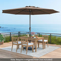 12 Feet Patio Umbrella with Crank Handle and 8 Sturdy Ribs-Coffee - Coffee - Outdoor Umbrellas