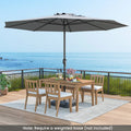 12 Feet Patio Umbrella with Crank Handle and 8 Sturdy Ribs-Gray - Gray - Outdoor Umbrellas