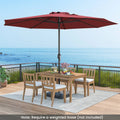 12 Feet Patio Umbrella with Crank Handle and 8 Sturdy Ribs-Red - Red - Outdoor Umbrellas