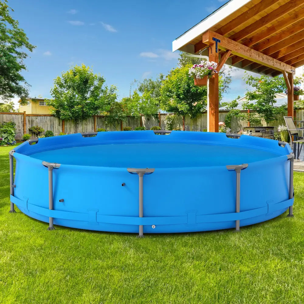 12 Feet Round Solar Pool Cover 12 Mil for In-Ground Above-Ground Swimming Pools - Blue - Swimming Pools