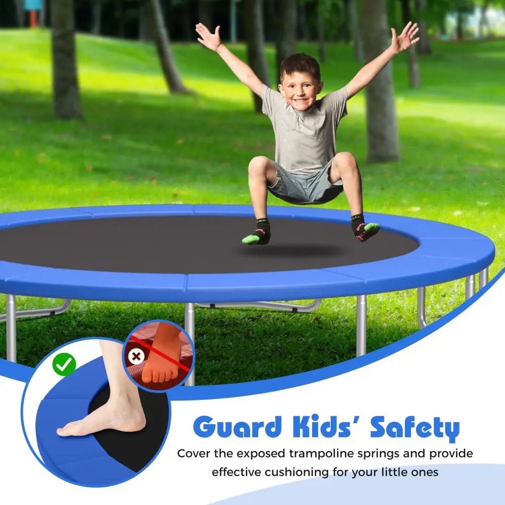 12 Feet Trampoline Pad Replacement Safety Pad with Fixing Straps (Blue) - Blue - Outdoor Play