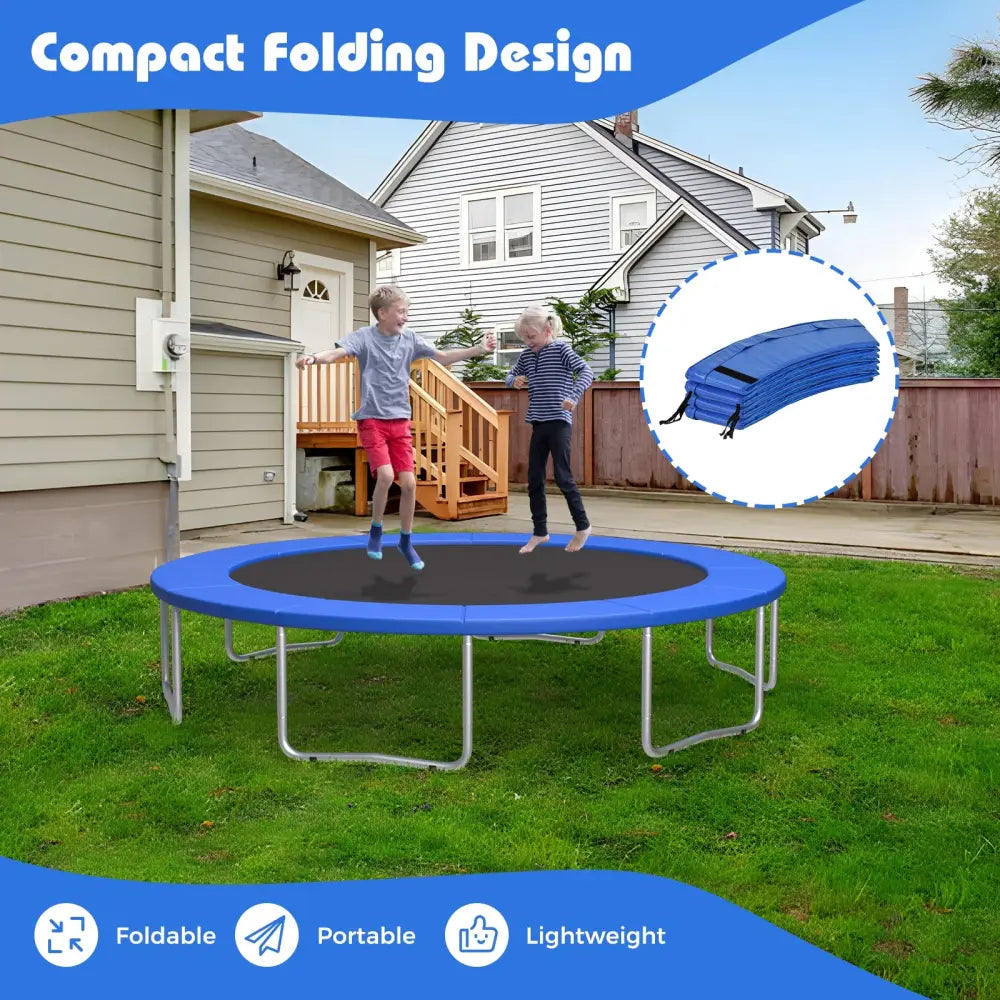 12 Feet Trampoline Pad Replacement Safety Pad with Fixing Straps (Blue) - Blue - Outdoor Play