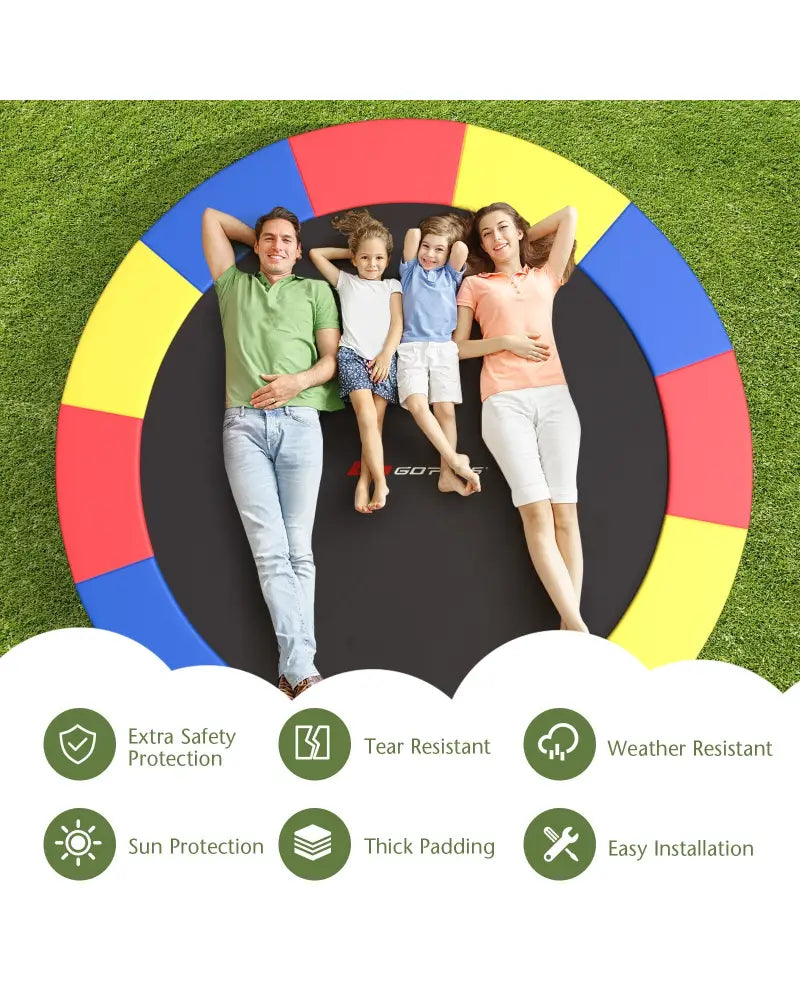 12 Feet Waterproof and Tear-Resistant Universal Trampoline Safety Pad Spring Cover-Multicolor - Multicolor - Trampoline