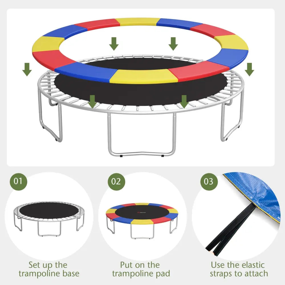 12 Feet Waterproof and Tear-Resistant Universal Trampoline Safety Pad Spring Cover-Multicolor - Multicolor - Trampoline