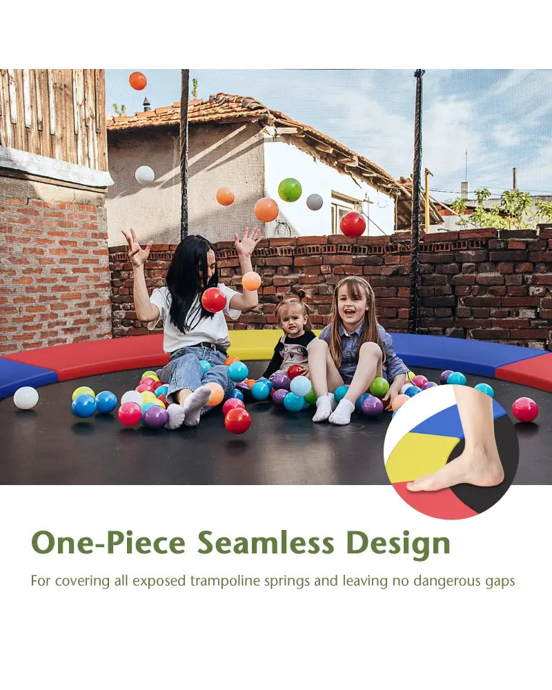12 Feet Waterproof and Tear-Resistant Universal Trampoline Safety Pad Spring Cover-Multicolor - Multicolor - Trampoline