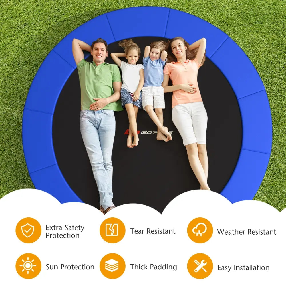12 Feet Waterproof and Tear-Resistant Universal Trampoline Safety Pad Spring Cover-Blue - Blue - Trampoline Accessories