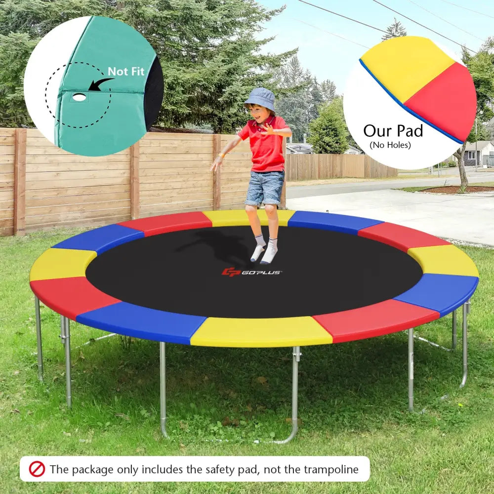 12 Feet Waterproof and Tear-Resistant Universal Trampoline Safety Pad Spring Cover-Multicolor - Multicolor - Trampoline