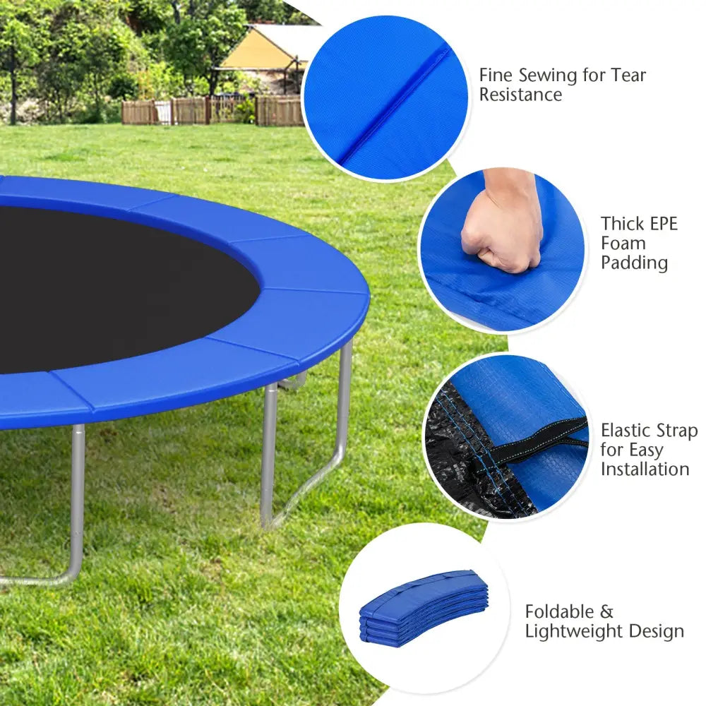 12 Feet Waterproof and Tear-Resistant Universal Trampoline Safety Pad Spring Cover-Blue - Blue - Trampoline Accessories