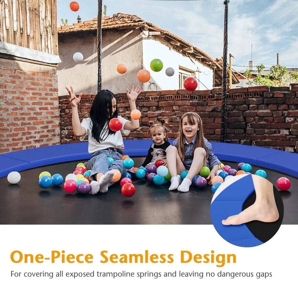 12 Feet Waterproof and Tear-Resistant Universal Trampoline Safety Pad Spring Cover-Blue - Blue - Trampoline Accessories