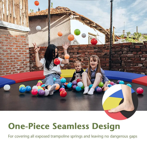 12 Feet Waterproof and Tear-Resistant Universal Trampoline Safety Pad Spring Cover-Multicolor - Multicolor - Trampoline