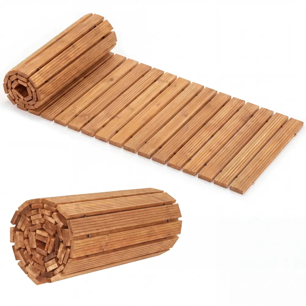 12 FT Wooden Garden Pathway 22 Inches Wide Outdoor Roll out Straight Walkway-1 Piece - Natural - Garden Pathways