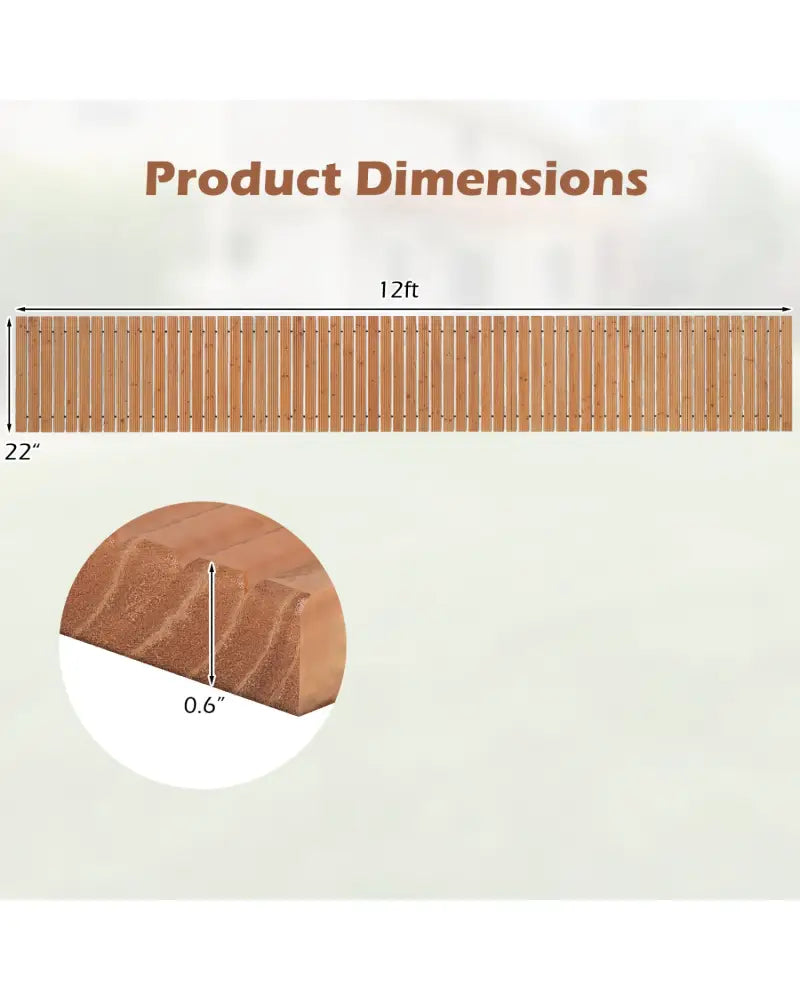 12 FT Wooden Garden Pathway 22 Inches Wide Outdoor Roll out Straight Walkway-1 Piece - Natural - Garden Pathways