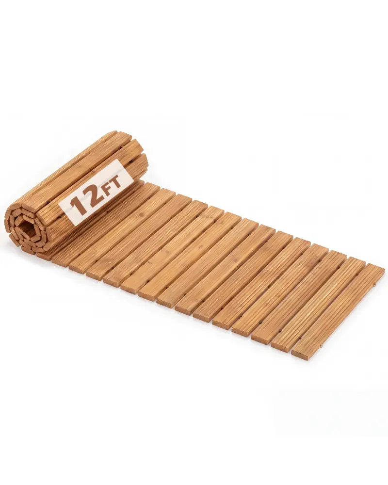 12 FT Wooden Garden Pathway 22 Inches Wide Outdoor Roll out Straight Walkway-1 Piece - Natural - Garden Pathways