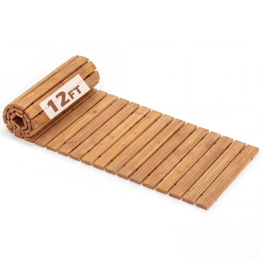 12 FT Wooden Garden Pathway 22 Inches Wide Outdoor Roll out Straight Walkway-1 Piece - Natural - Garden Pathways