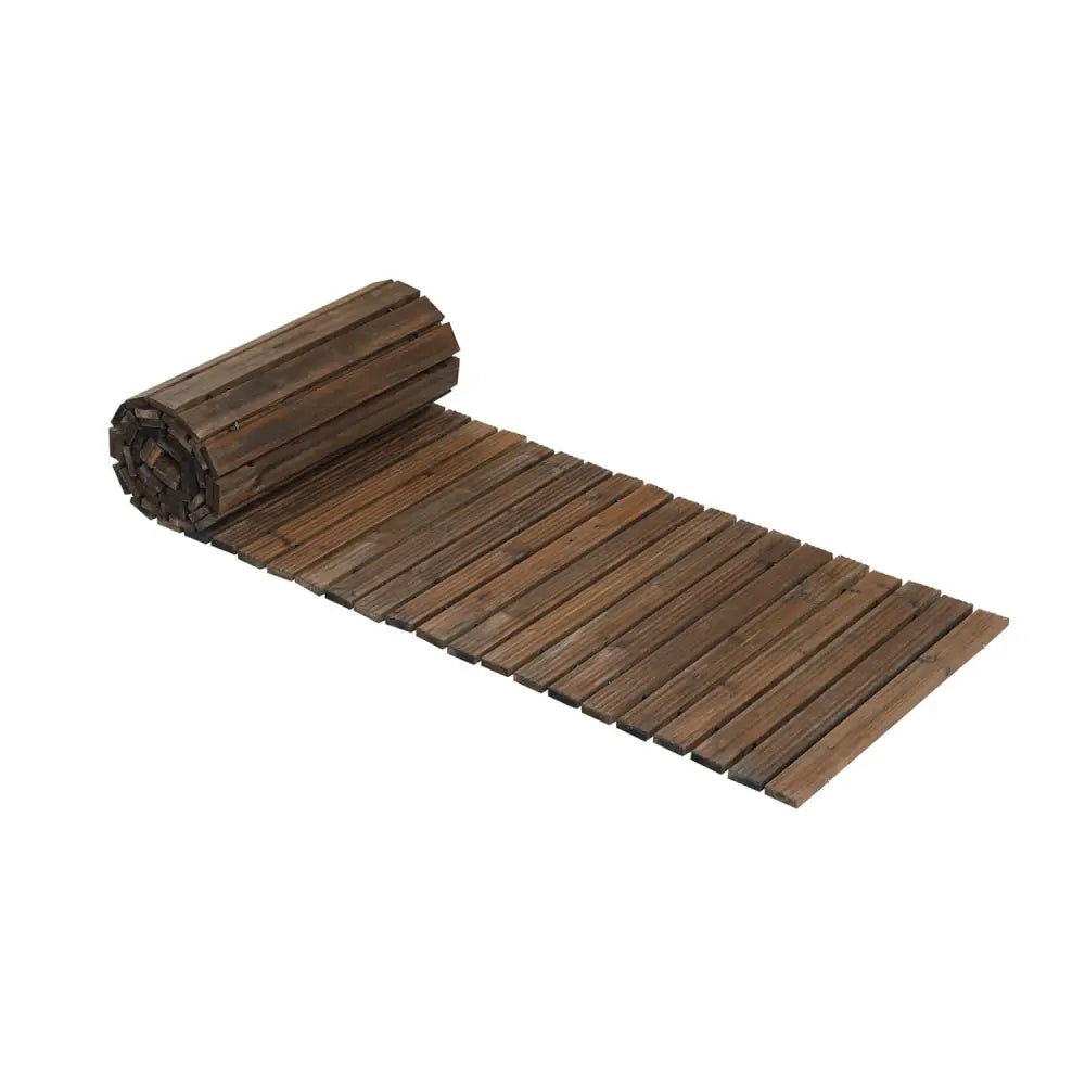 12 FT Wooden Garden Pathway 22 Inches Wide Outdoor Roll out Straight Walkway-Brown - Brown - Garden Pathways