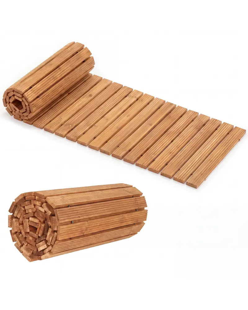 12 FT Wooden Garden Pathway 22 Inches Wide Outdoor Roll out Straight Walkway-1 Piece - Natural - Garden Pathways