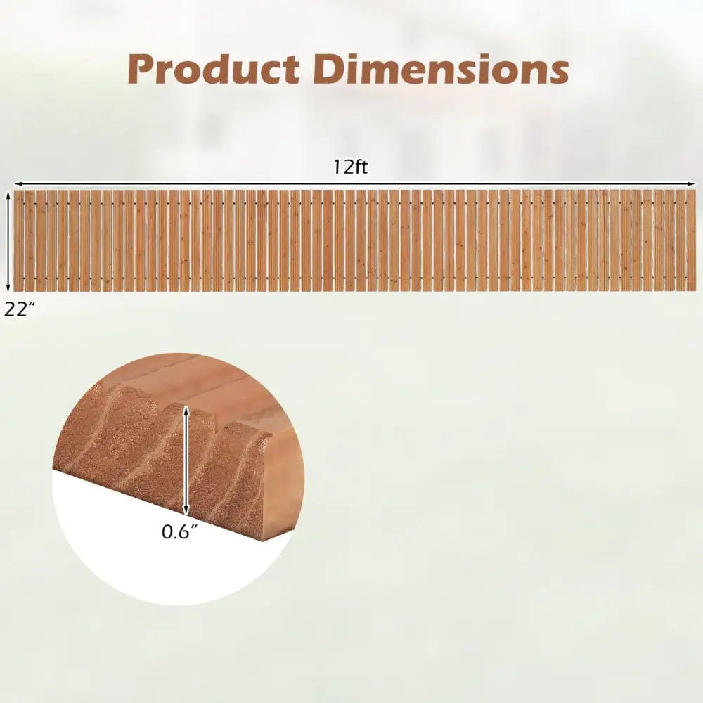 12 FT Wooden Garden Pathway 22 Inches Wide Outdoor Roll out Straight Walkway-1 Piece - Natural - Garden Pathways