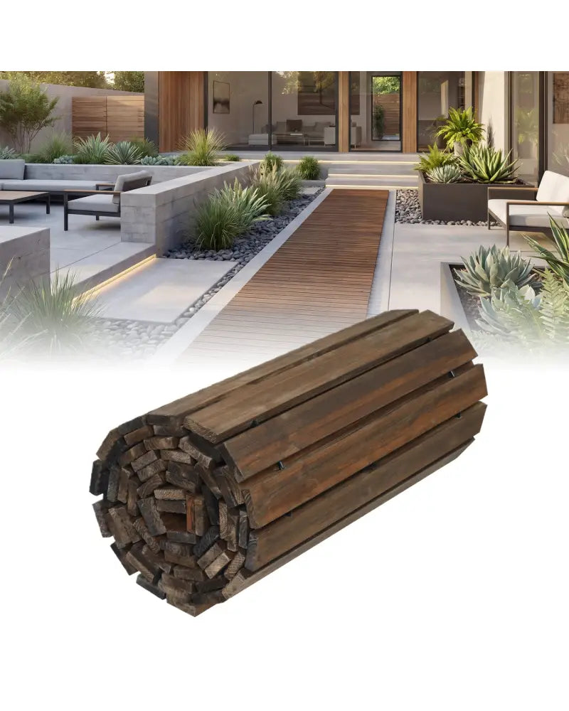 12 FT Wooden Garden Pathway 22 Inches Wide Outdoor Roll out Straight Walkway-Brown - Brown - Garden Pathways