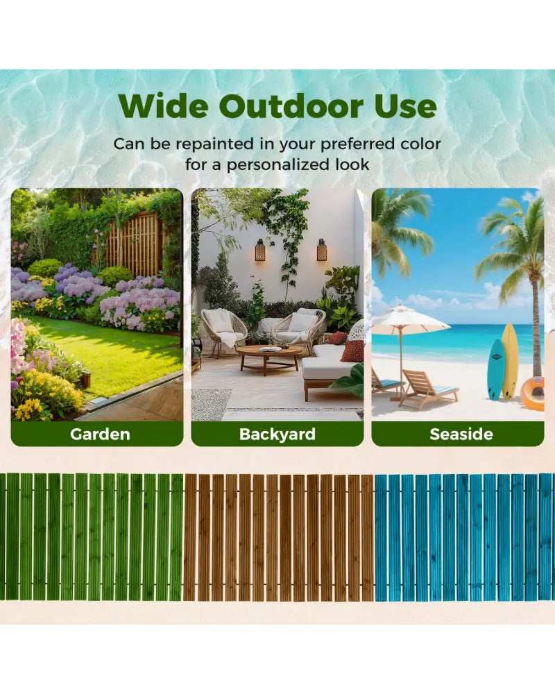 12 FT Wooden Garden Pathway 22 Inches Wide Outdoor Roll out Straight Walkway-Brown - Brown - Garden Pathways