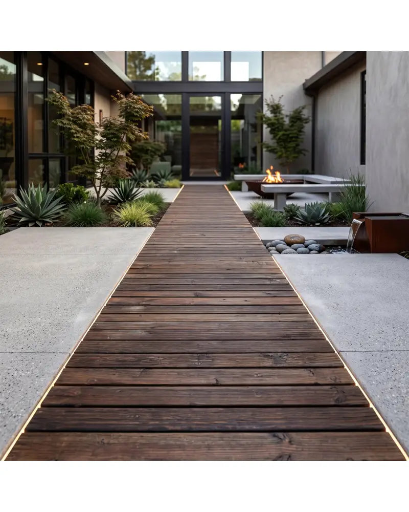 12 FT Wooden Garden Pathway 22 Inches Wide Outdoor Roll out Straight Walkway-Brown - Brown - Garden Pathways