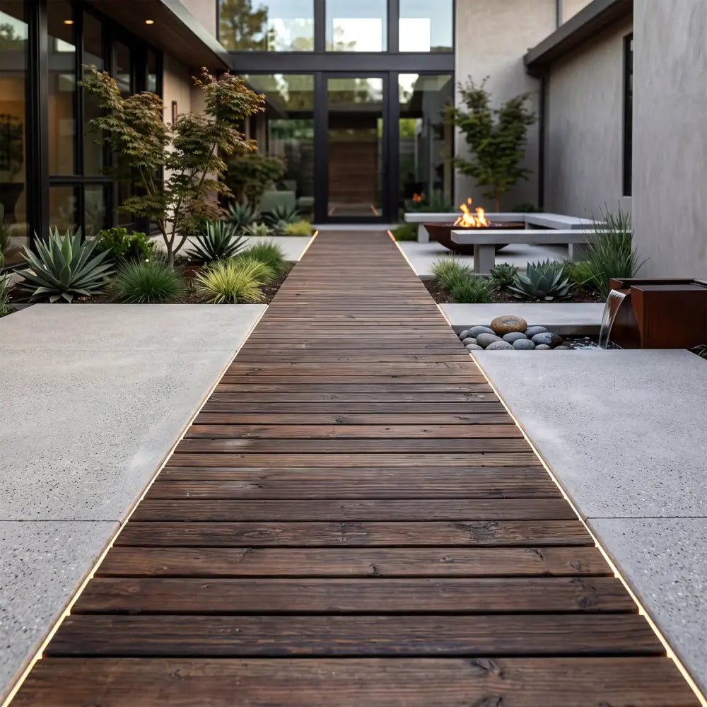 12 FT Wooden Garden Pathway 22 Inches Wide Outdoor Roll out Straight Walkway-Brown - Brown - Garden Pathways