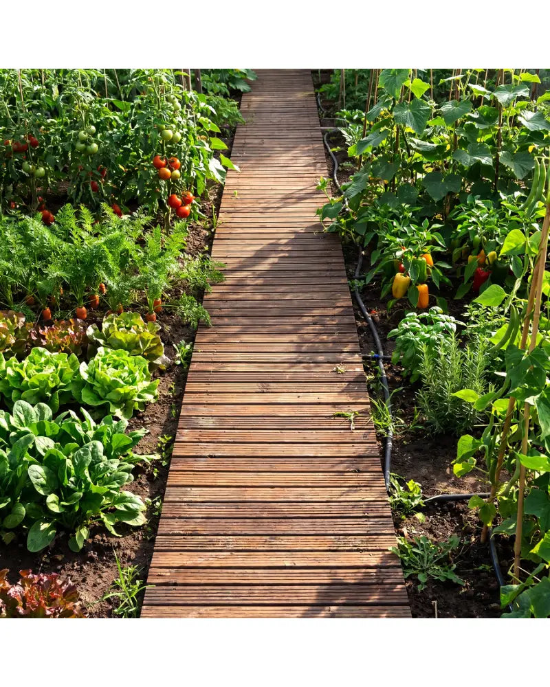 12 FT Wooden Garden Pathway 22 Inches Wide Outdoor Roll out Straight Walkway-Brown - Brown - Garden Pathways