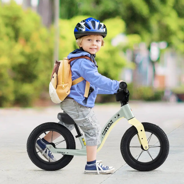 12 - Inch Balance Bike with Adjustable Seat and Rotatable Handlebar for Over 36 Months Old - Green - Oasis Home Essentials