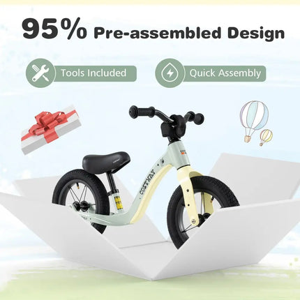 12 - Inch Balance Bike with Adjustable Seat and Rotatable Handlebar for Over 36 Months Old - Green - Oasis Home Essentials