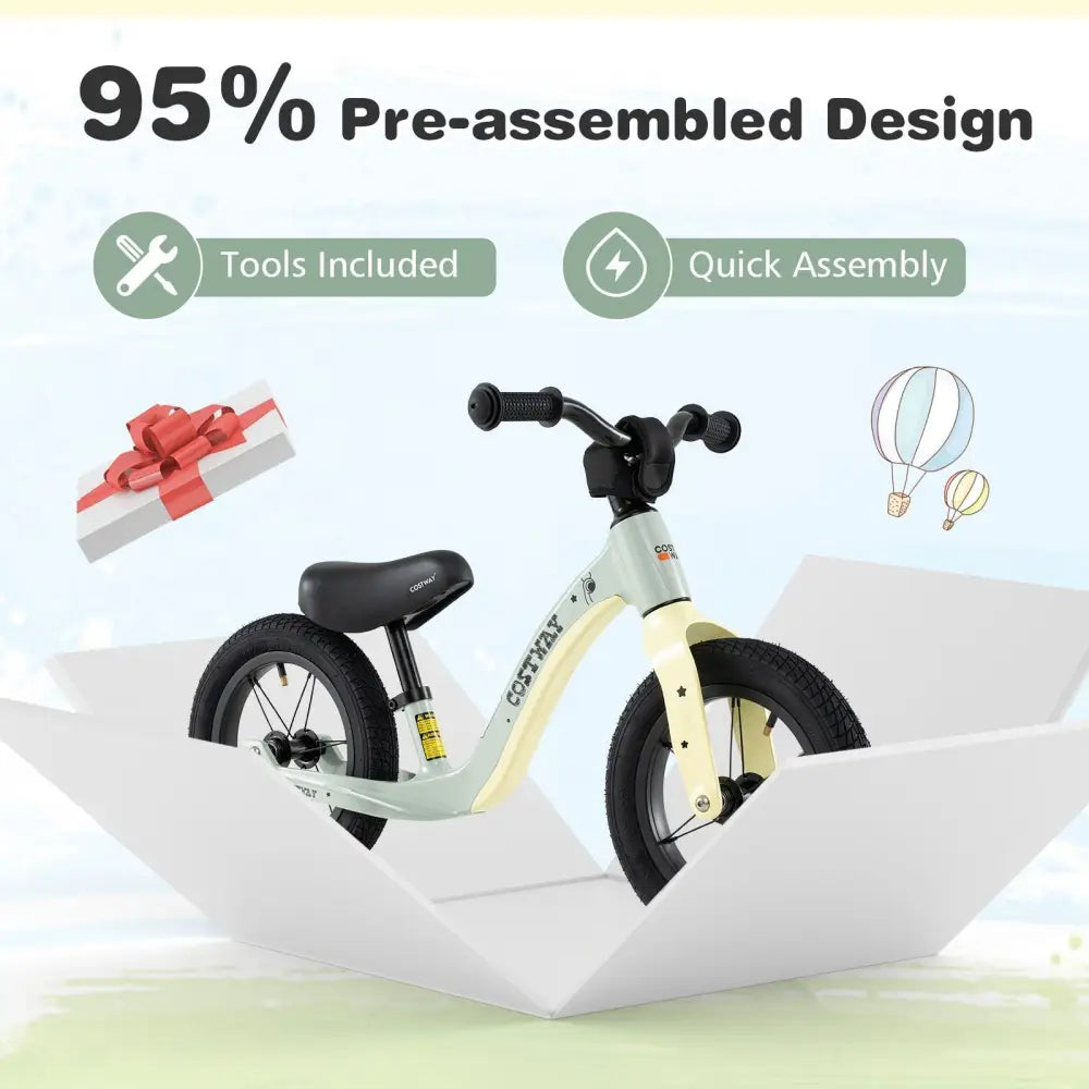 12 - Inch Balance Bike with Adjustable Seat and Rotatable Handlebar for Over 36 Months Old - Green - Oasis Home Essentials