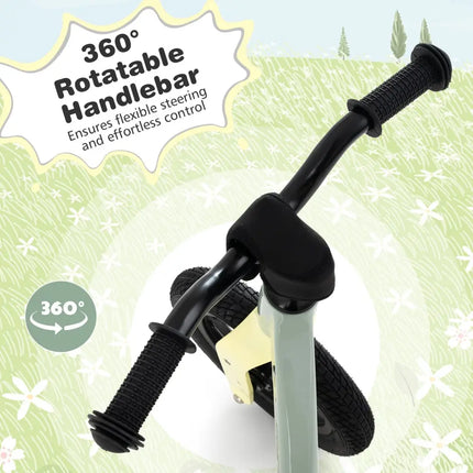 12 - Inch Balance Bike with Adjustable Seat and Rotatable Handlebar for Over 36 Months Old - Green - Oasis Home Essentials